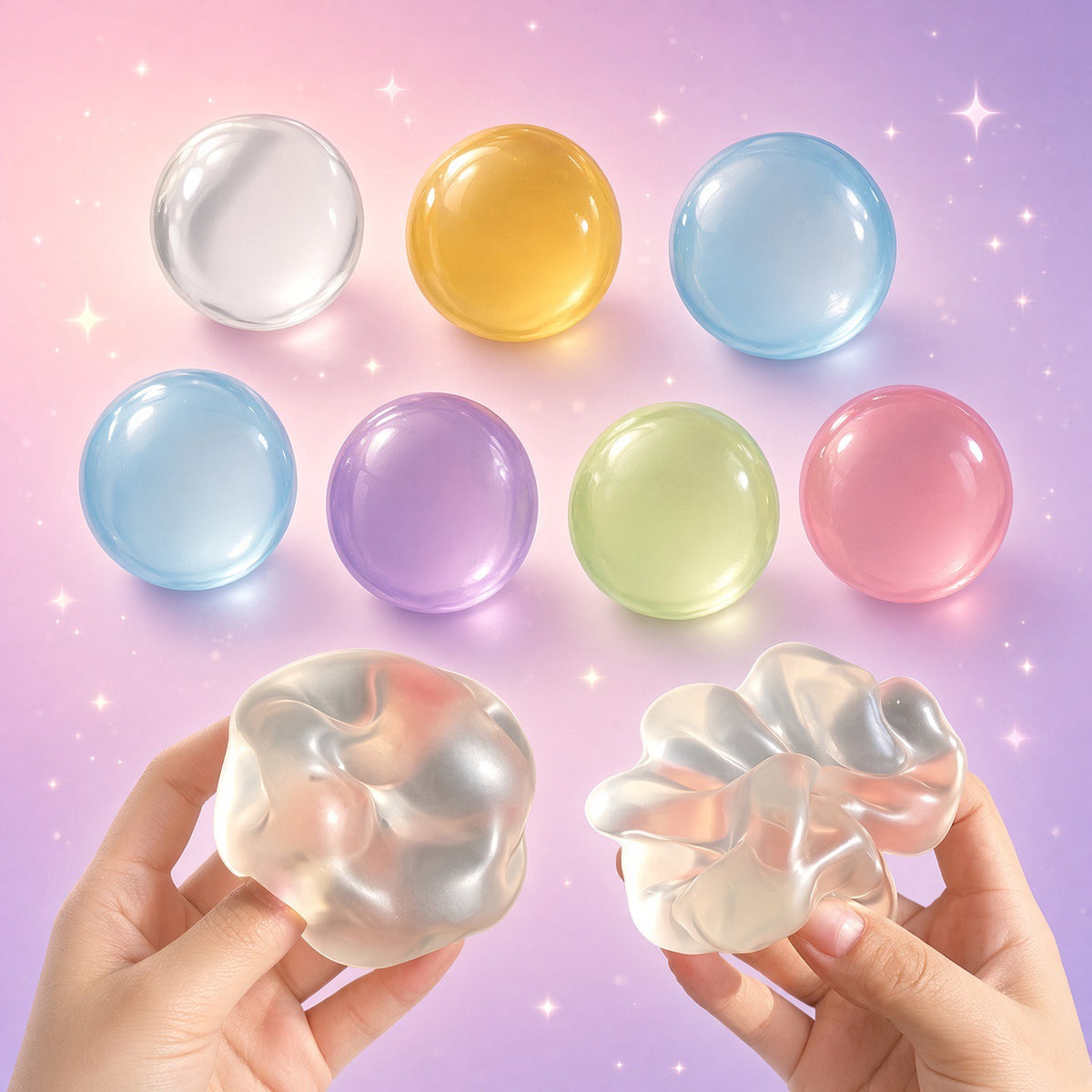 Slow Rising Clear Colourful Coconut Oil stress Ball Squishy