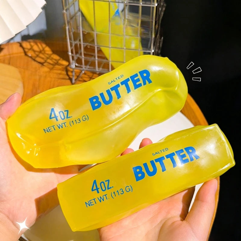 Simulated Butter Squishy Squeeze Toy Funny Soft Stress Relief Slow Rising Sensory Fidget Relief Game Squeeze Prank Toy Gift Cute