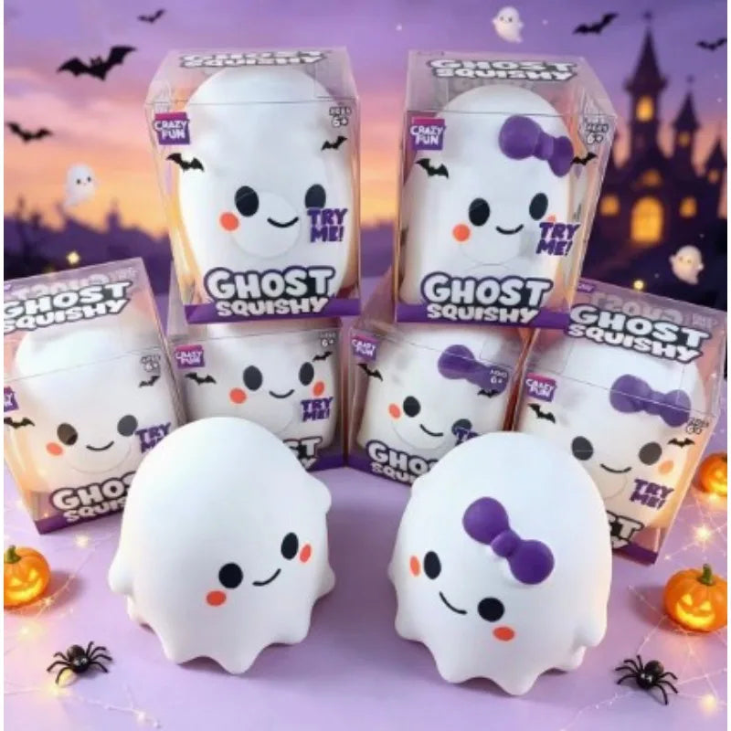 2026 New Internet Celebrity Soft Cute Bow Ghost Slow Rebound Decompression Toy Halloween Party Decoration Handmade Healing Gift