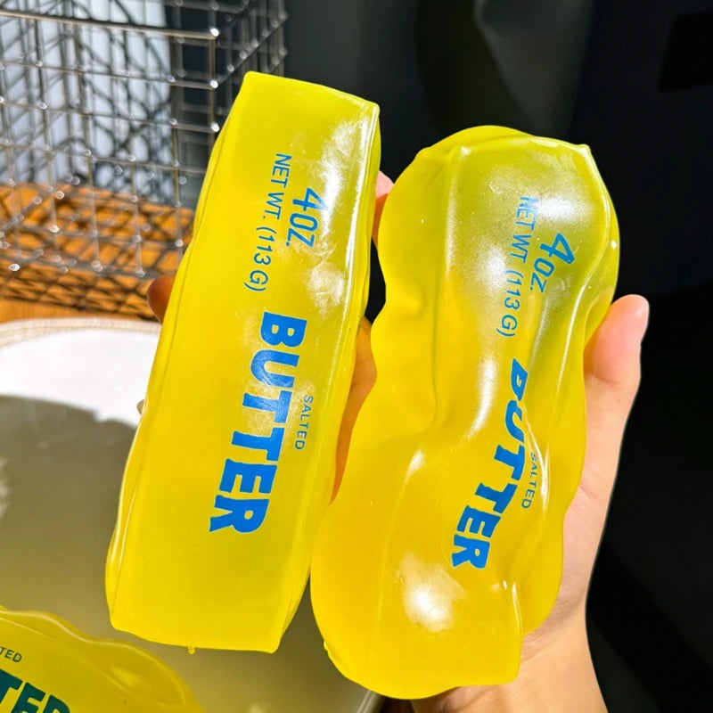 Simulated Butter Squishy Squeeze Toy Funny Soft Stress Relief Slow Rising Sensory Fidget Relief Game Squeeze Prank Toy Gift Cute