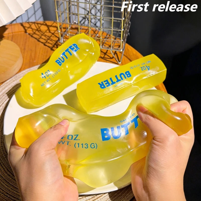 Simulated Butter Squishy Squeeze Toy Funny Soft Stress Relief Slow Rising Sensory Fidget Relief Game Squeeze Prank Toy Gift Cute
