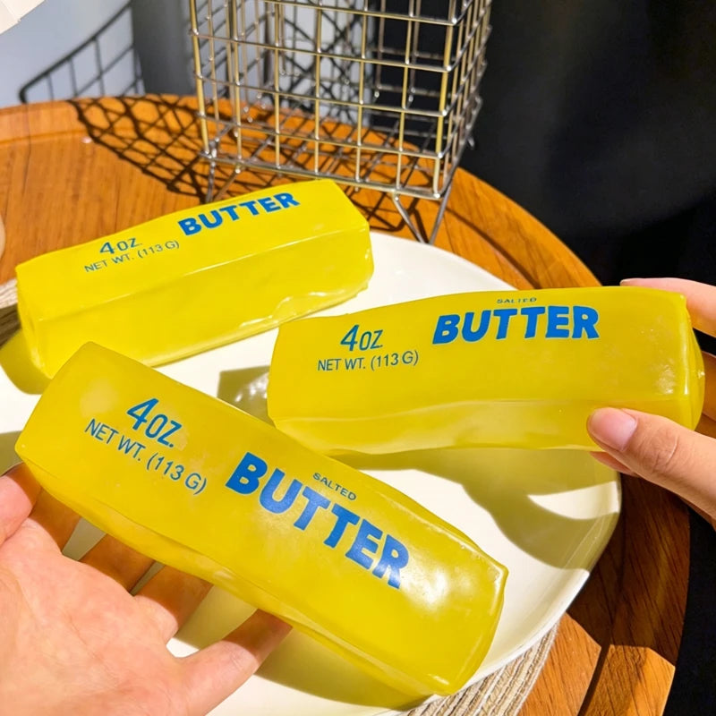 Simulated Butter Squishy Squeeze Toy Funny Soft Stress Relief Slow Rising Sensory Fidget Relief Game Squeeze Prank Toy Gift Cute