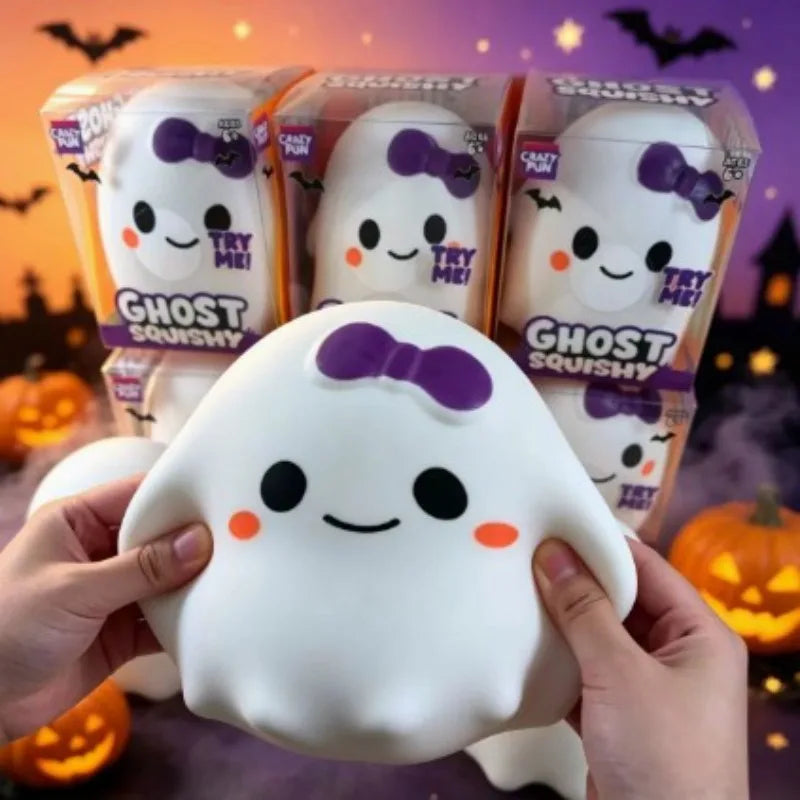 2026 New Internet Celebrity Soft Cute Bow Ghost Slow Rebound Decompression Toy Halloween Party Decoration Handmade Healing Gift
