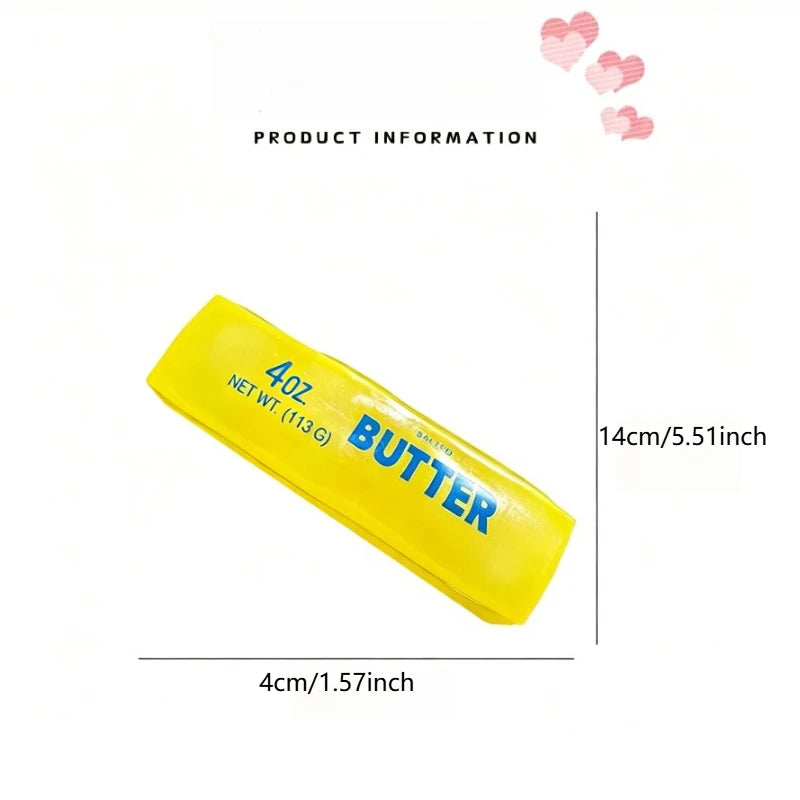 Simulated Butter Squishy Squeeze Toy Funny Soft Stress Relief Slow Rising Sensory Fidget Relief Game Squeeze Prank Toy Gift Cute