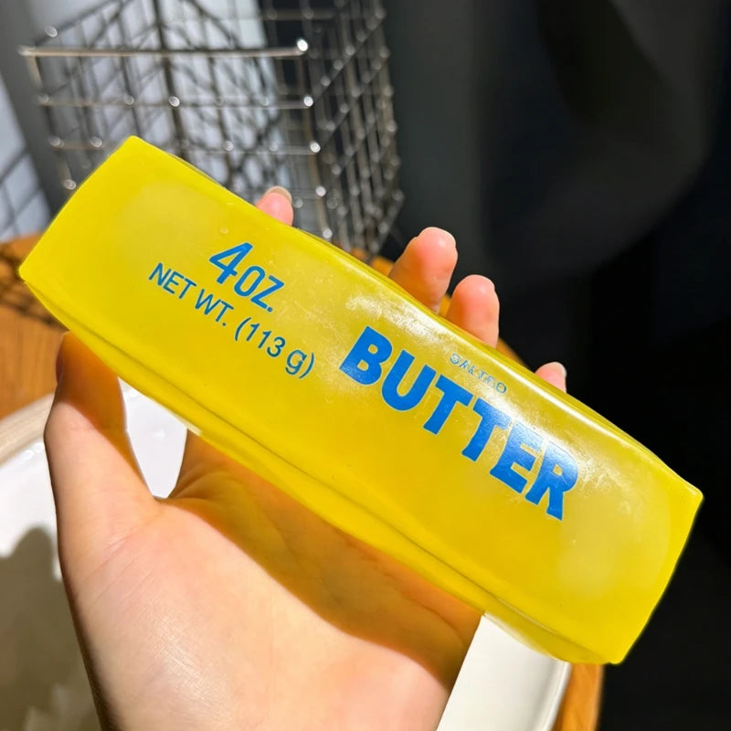 Simulated Butter Squishy Squeeze Toy Funny Soft Stress Relief Slow Rising Sensory Fidget Relief Game Squeeze Prank Toy Gift Cute